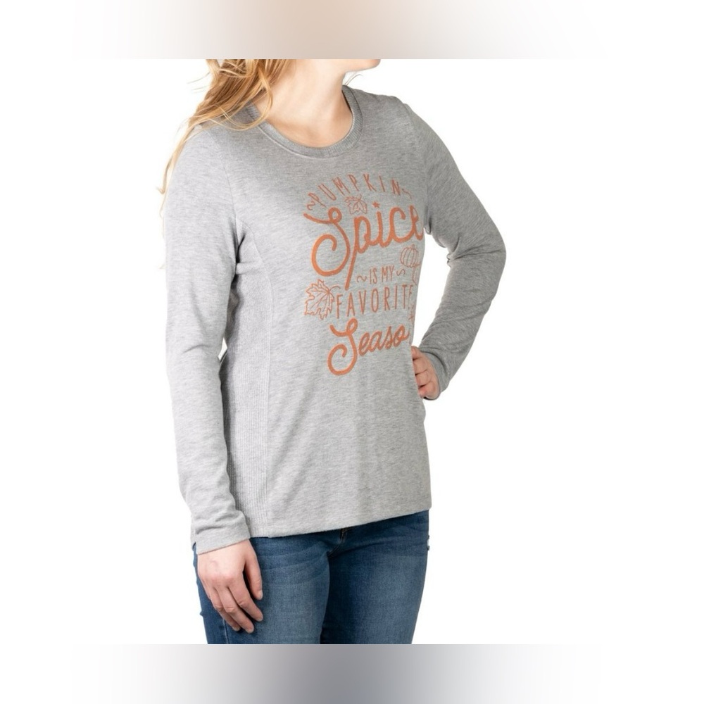 NWT Modern Canvas Pumpkin Spice Fall Top Gray XXL Long Sleeve